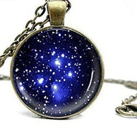 Women Fantasy Nebula Image Antique Bronze Long Chain Necklace - sparklingselections