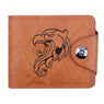 New Men Bifold Business Leather Wolf Hawk Wallet