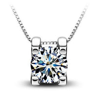 Cubic Zirconia Silver Plated Drop Pendant Necklace - sparklingselections