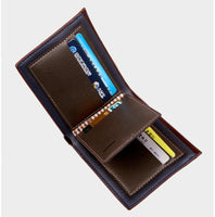 New Fashion Leather Men's Striped Short Wallet