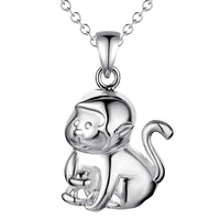 Cute Monkey Lucky Silver Plated Necklace - sparklingselections