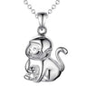 Cute Monkey Lucky Silver Plated Necklace