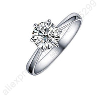 Sterling Silver Jewelry Crystal Cubic Zirconia CZ 6 Claws Women Finger Ring - sparklingselections