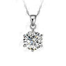 Sterling Silver Necklace Women  6 Claw Cubic Zircon Crystal Pendant Necklace