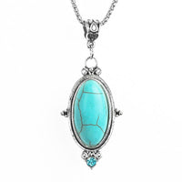 Oval Shaped Crystal Natural Stone Stone Pendant Necklace - sparklingselections
