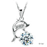Fashion Jumping Dolphins Rhinestone Silver Plated Creative Pendant Necklace Without Chain