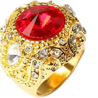 Men's Vintage Luxury Big Resin Crown Alloy Ring Fashion Golden Wedding Rings Jewelry - sparklingselections