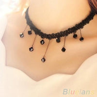 Black Beads Pendant Necklace - sparklingselections