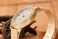Elegant Crystal Roman Numerals Metal Mesh Wristwatch for Women