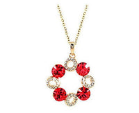 Rose Gold Tone Red Crystal Rhinestone Pendant Necklace for women - sparklingselections
