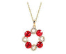 Rose Gold Tone Red Crystal Rhinestone Pendant Necklace for women