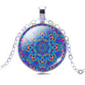 Mandala Flower Dome Glass Pendant Necklaces For Women