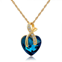Women Austrian Crystal Heart Pendant Necklace - sparklingselections