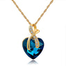 Women Austrian Crystal Heart Pendant Necklace