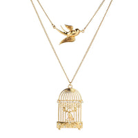 New Fashion Environmental Alloy Bird Cage Double Necklace and chain - sparklingselections