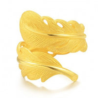 Golden Feather Leaf Ring - sparklingselections