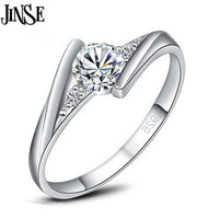 White Gold Color Cubic Zirconia Engagement Wedding Ring - sparklingselections