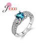 Fashion Silver CZ Crystal Bridal Engagement Ring