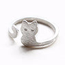 Women Fashion Jewelry Xmas Gift Cartoon Cat Sliver Plated Open Adjustable Ring