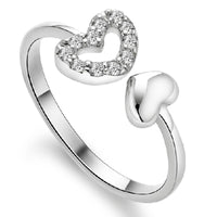 Female Silver Plated Double Love Opening Hollow Ring - sparklingselections