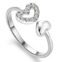 Women's Silver Plated Double Love Opening Ring - sparklingselections