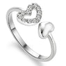 Female Silver Plated Double Love Opening Hollow Ring