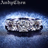 Women Clear Round Crystal Silver Color Wedding Rings