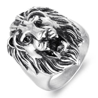 Titanium Steel Lion Head Man Ring Punk Personality Stainless Steel Lion Ring - sparklingselections