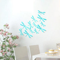 3D Wall Sticker Dragonfly Shape Decoration Home Party PVC Art Decal 12pcs - sparklingselections