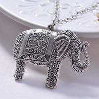 Elegant Fashion Elephant Pendant Sweater Chain Retro Silver Color Necklace - sparklingselections