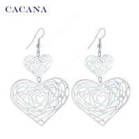 Lovely Double Heart Dangle Long Earrings For Women - sparklingselections