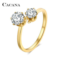 Fashion Double Cubic Zirconia  Titanium Rings For Women - sparklingselections