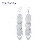 Matte Oval And Hollow Oval Dangle Long Earrings For Women - sparklingselections