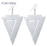 Triangle Within Triangle Dangle Long Earrings For Women - sparklingselections