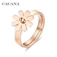 Fashion Golden Flower Titanium Stainless Steel Rings For Women - sparklingselections