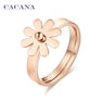 Fashion Golden Flower Titanium Stainless Steel Rings For Women