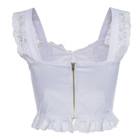 New Design Women Sexy Ruffle Lace Crop Top - sparklingselections