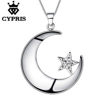Love Romance silver Moon Star Pendant Necklace - sparklingselections