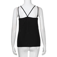 New Women Cross Chiffon Strap Solid sleeveless Vest - sparklingselections