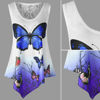 New Fashion Women Asymmetrical Butterfly Printed Dress - sparklingselections
