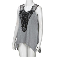 New Women Sleeveless V Neck Lace Trim Tank Top - sparklingselections