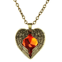 Red Hearts Angel Wings Shape Pendant Necklace For Women - sparklingselections