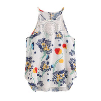 New Women Floral Casual Sleeveless Crop Vest Top - sparklingselections