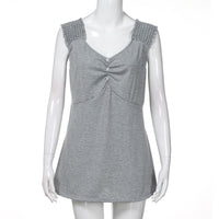 New Women Solid Sleeveless V Neck Summer Top - sparklingselections