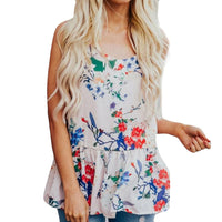 New Women O-Neck Sexy Sleeveless Flowers printed top - sparklingselections