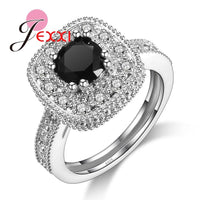 Square White Black Stone Wedding Rings For Women - sparklingselections