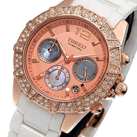2020 New Pure Diamond Three-Sub Dial Multi Function Watch Luxury Feminine Watches - sparklingselections