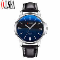 Faux Leather Blue Ray Sports Quartz Wrist Watch - sparklingselections