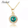 Simple Green Round Pendant Necklace