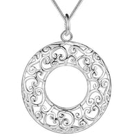 Circle Snake Hollow Flower Plant Pendant Necklace - sparklingselections